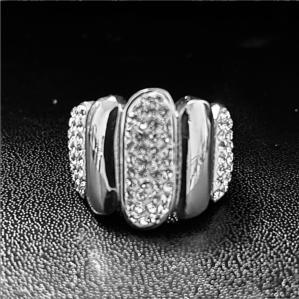 💖 Size 9 1/2 Stainless Steel Crystal Ring NEW